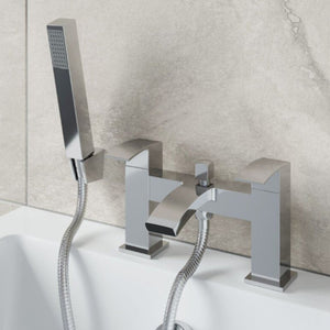 Vista Modern Bath Shower Mixer Tap with Shower Kit – Chrome