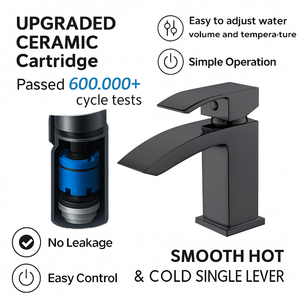Arko Vista Basin Mixer Tap & Bath Shower Set with Bath Waste – Black