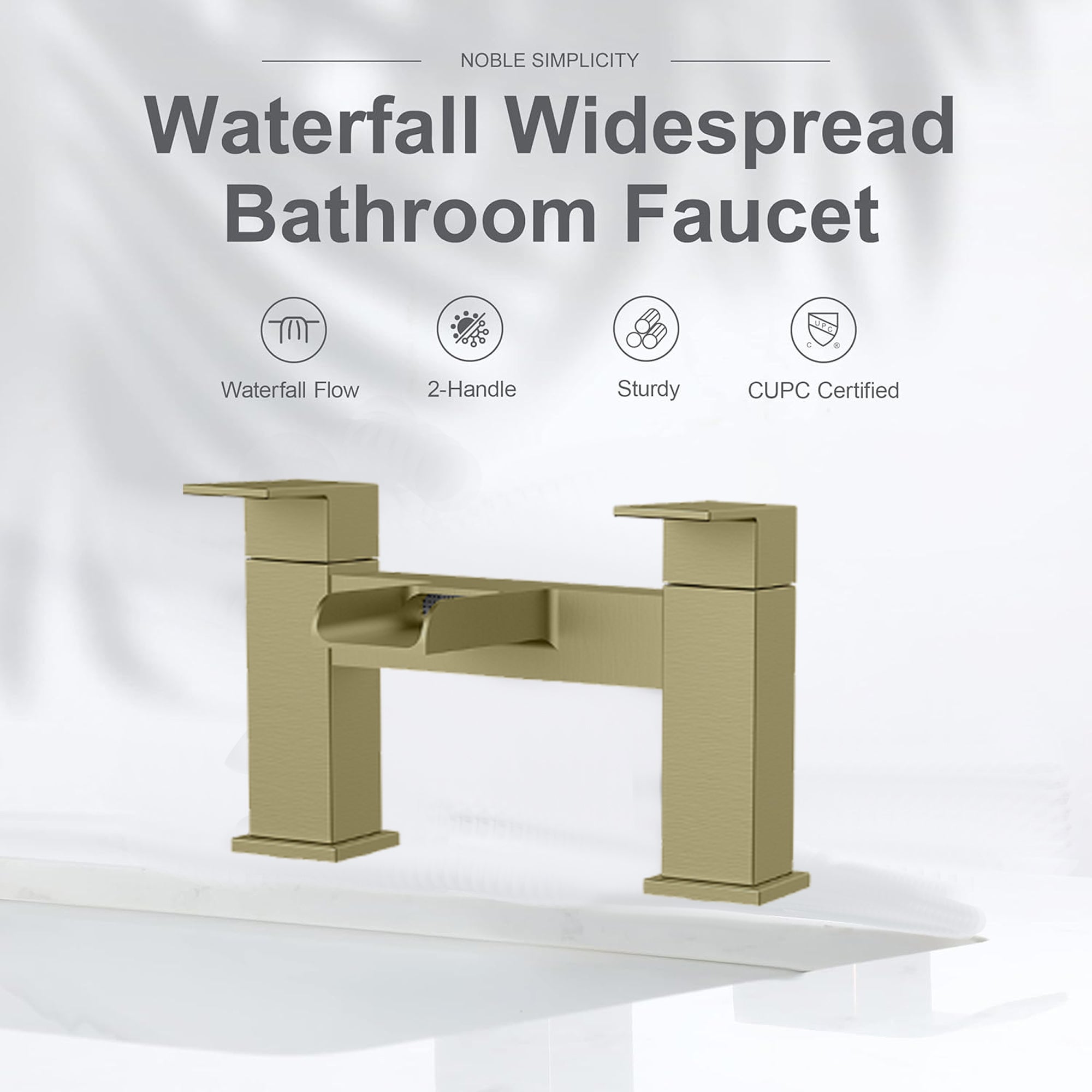 Waterfall Modern Bath Filler Taps – Brushed Brass