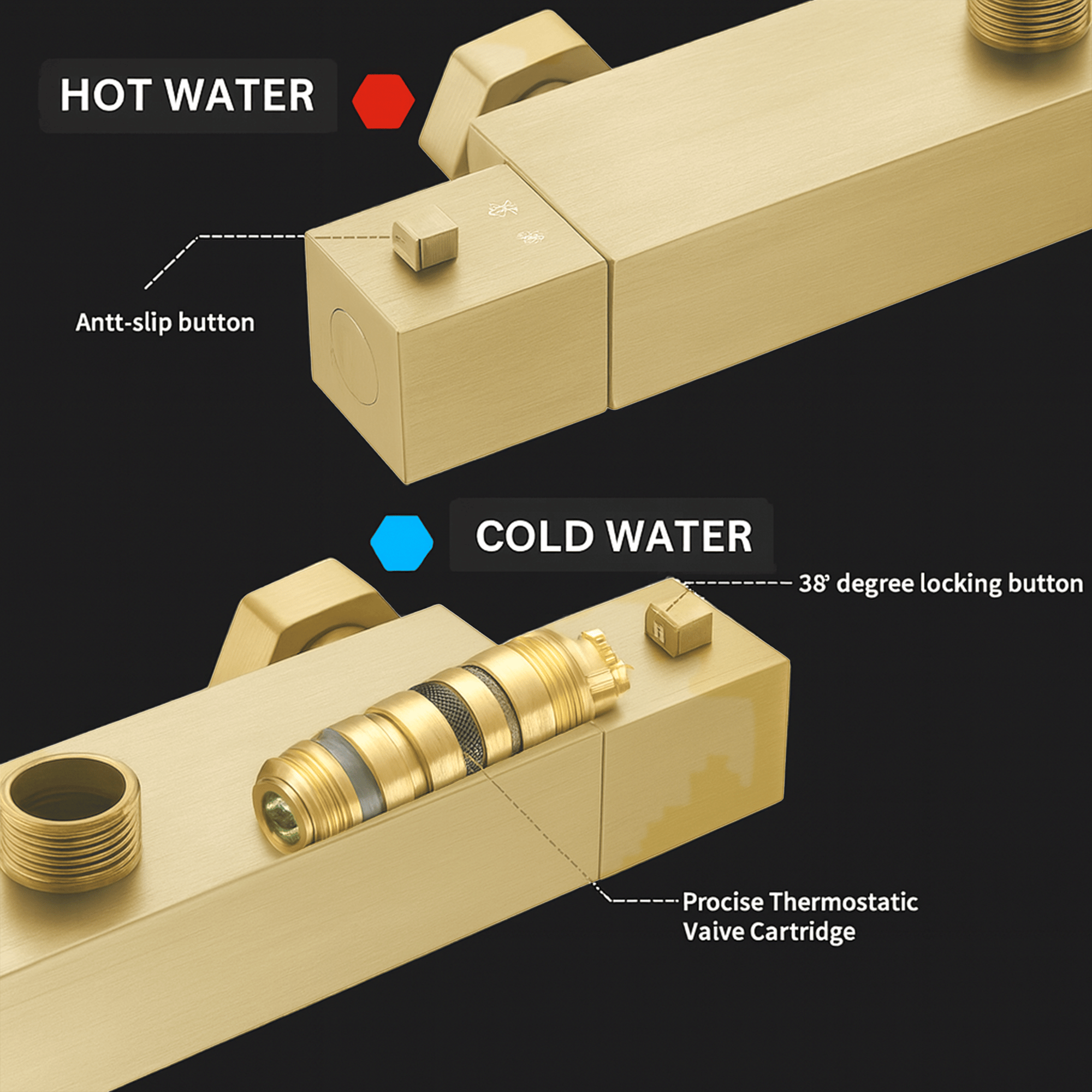 ARKO Vista Basin Mixer Tap, Bath Filler & Handheld Shower Set with Bath Waste – Brass