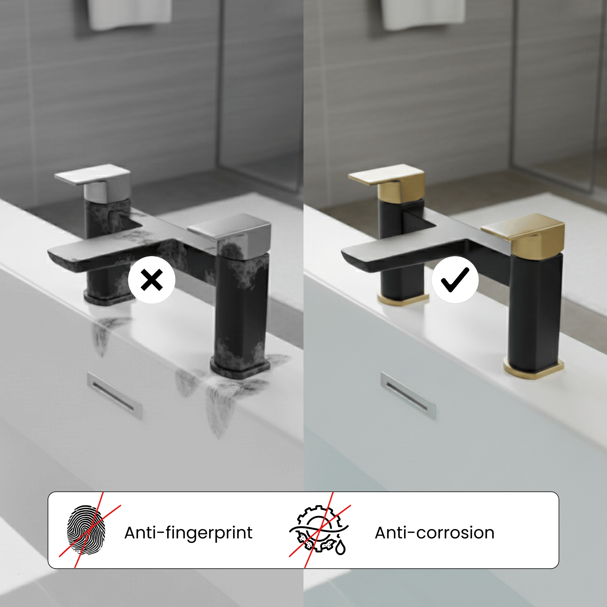ARKO bath mixer tap, Thermostatic Bath Mixer Tap - BLACK & BRASS