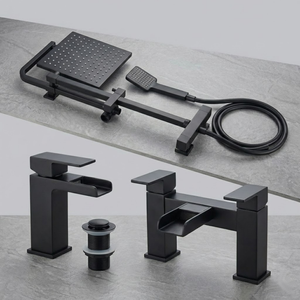 ARKO Waterfall Bath Filler & Mixer Shower Set – Black