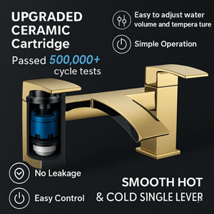 Arko Vista Bath and Basin Mixer Tap with Bath Waste Set - Brass