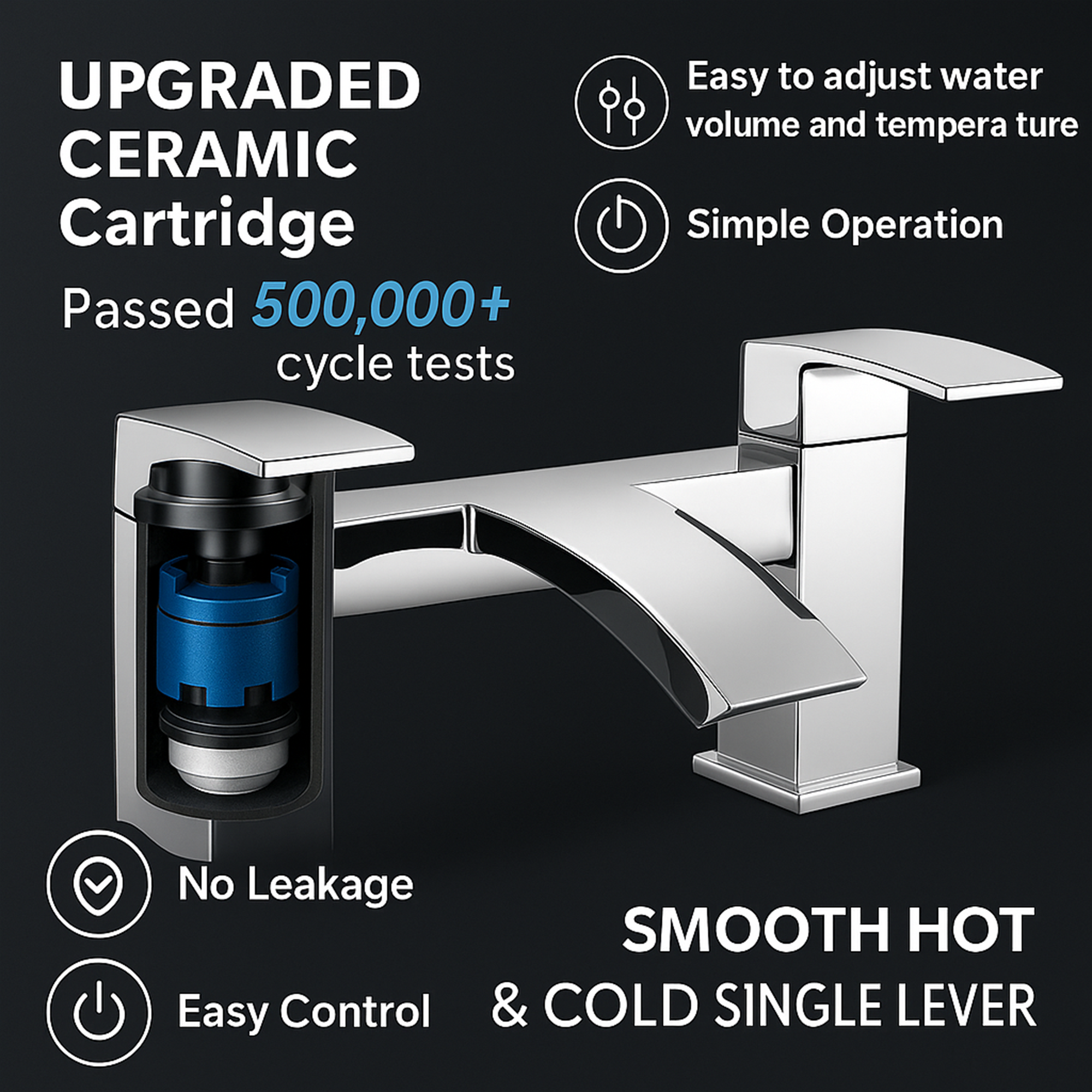 Arko Vista Bath and Basin Mixer Tap with Bath Waste Set - Chrome