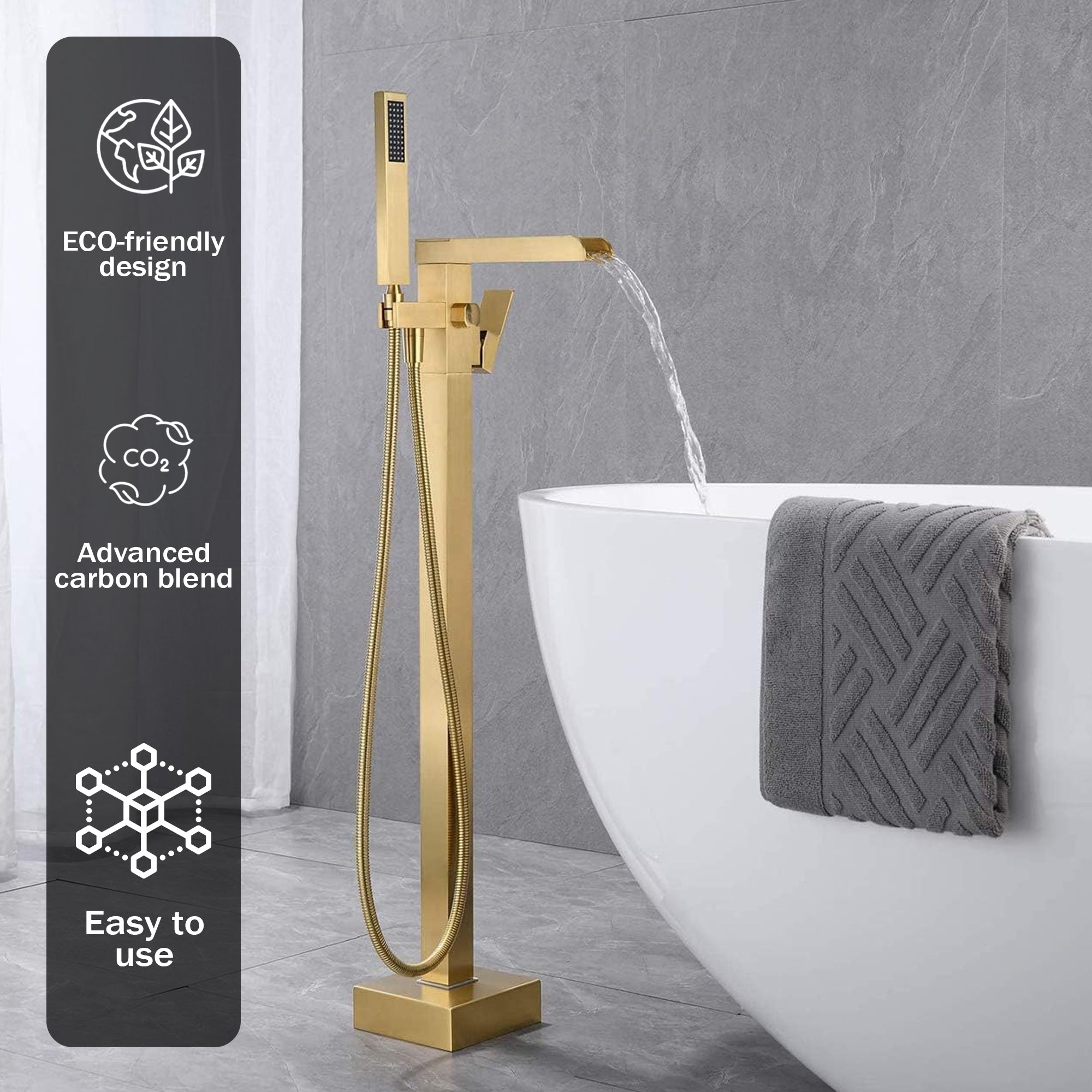 Floor Mounted Freestanding Bath Shower Mixer – Brass