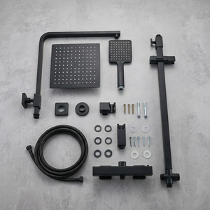 Arko Modern Square Thermostatic Shower  with Filler – Matte Black