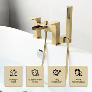 ARKO Waterfall Bath Shower & Basin Mixer Tap Set – Brass