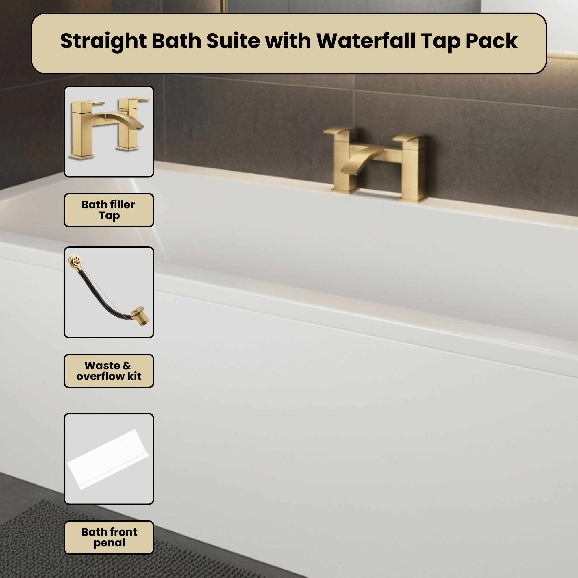 Arko Vista Complete Bathroom Suite -  Brass