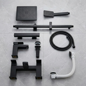 ARKO Verda Basin Mixer Tap, Bath Filler & Thermostatic Mixer Shower Set with Bath Waste – Black