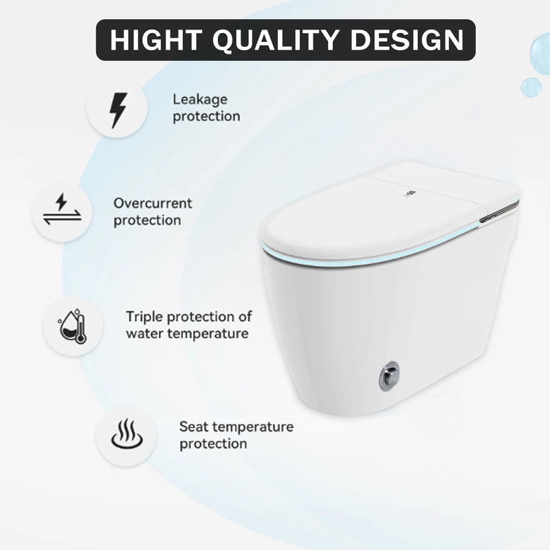 Smart Bidet Toilet with Self-Cleaning Spray – Soft Close, 430x390x370mm, White