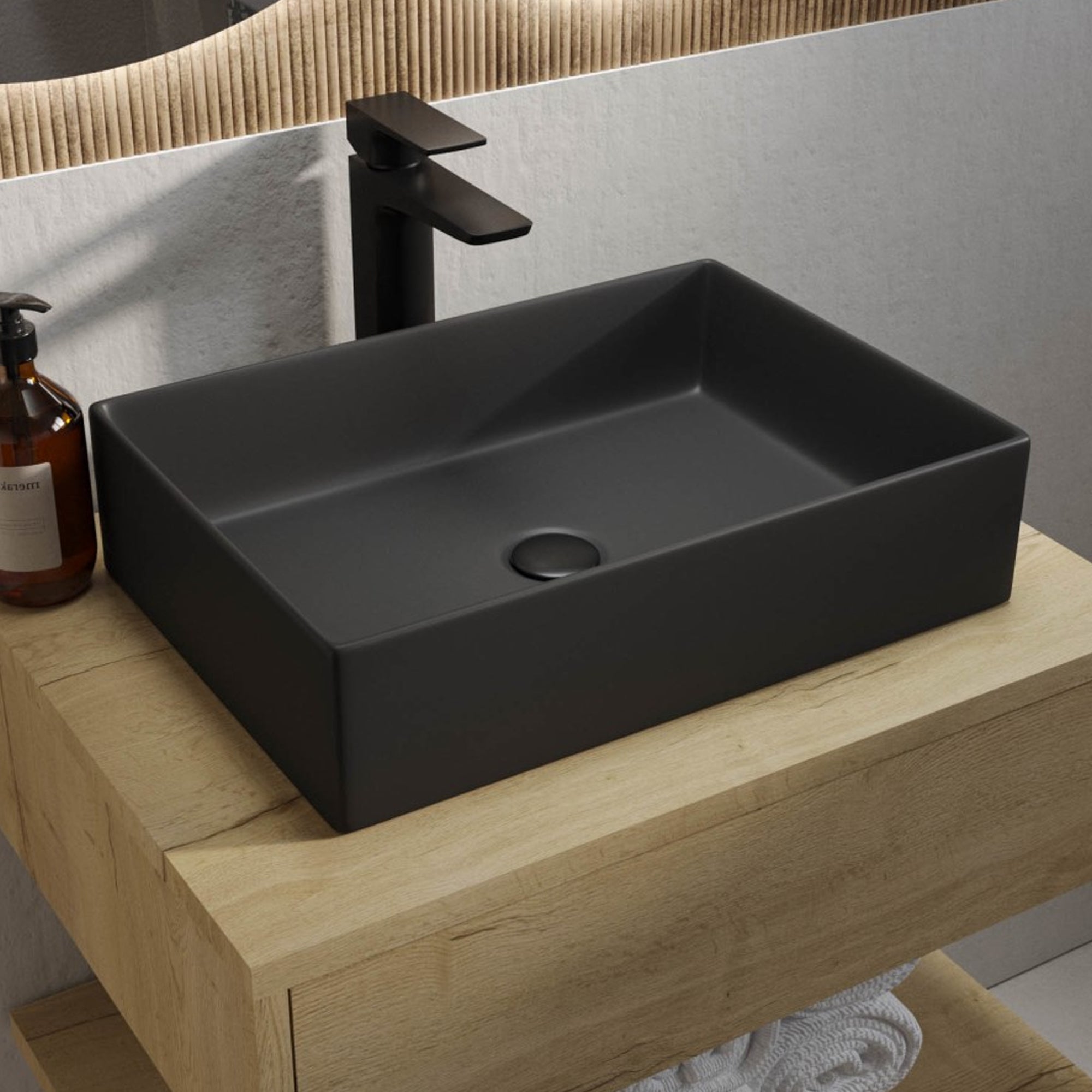 Countertop Basin – 526x346x120mm Stainless Steel – Black