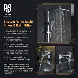 ARKO Waterfall Bath Filler & Mixer Shower Set – Chrome