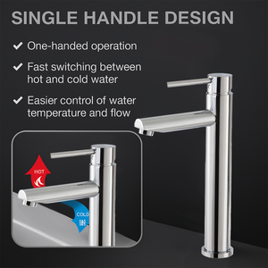 Premium Tall Chrome Basin Mixer Tap – Sleek Round Design