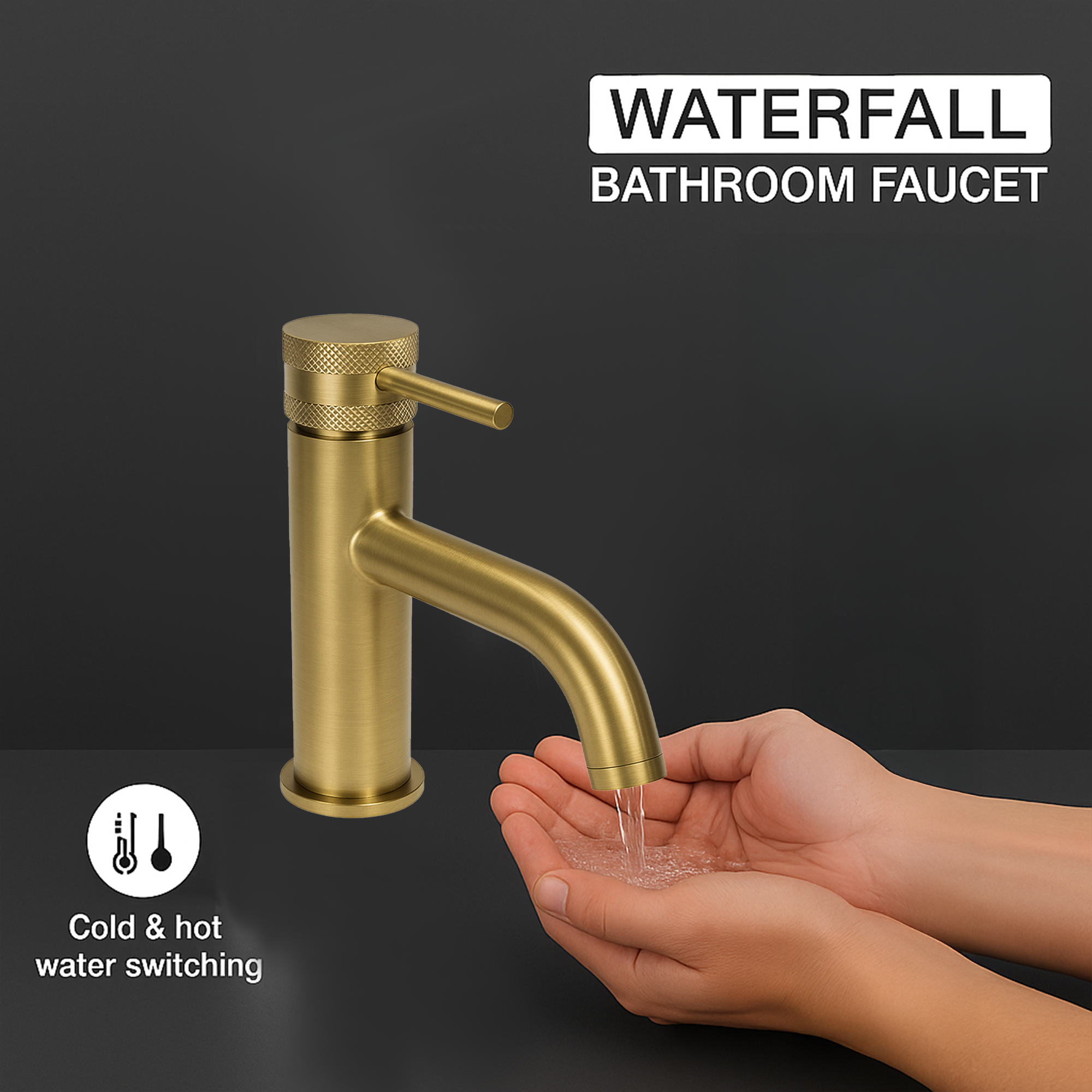 Round Mono Basin Mixer Tap – Brushed Brass Finish