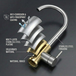 Arko Manhattan Single Lever Kitchen Sink Mixer Tap Swivel Spout - Brushed Stainless Steel