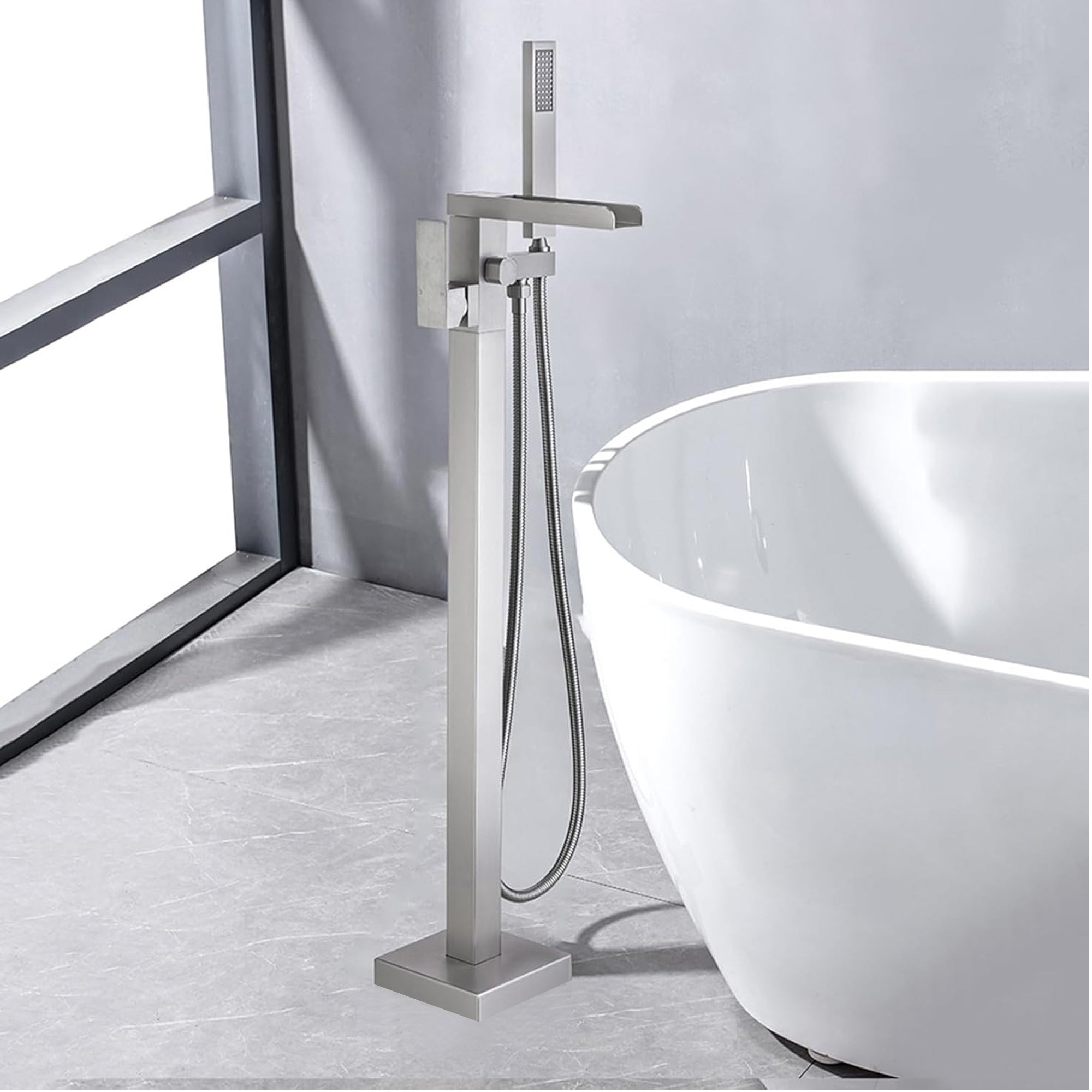 Floor-Mounted Freestanding Bath Shower Mixer – Chrome
