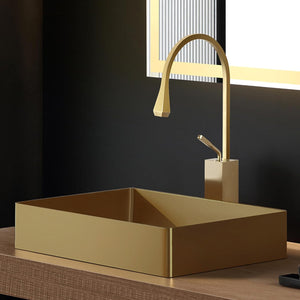 Countertop Basin, 526x346x120mm, Stainless Steel – Brass