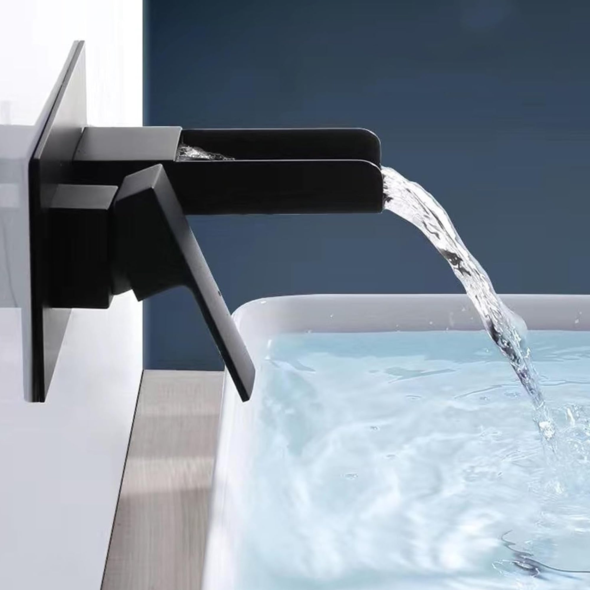 Wall Mounted Waterfall Bath Filler – Matte Black