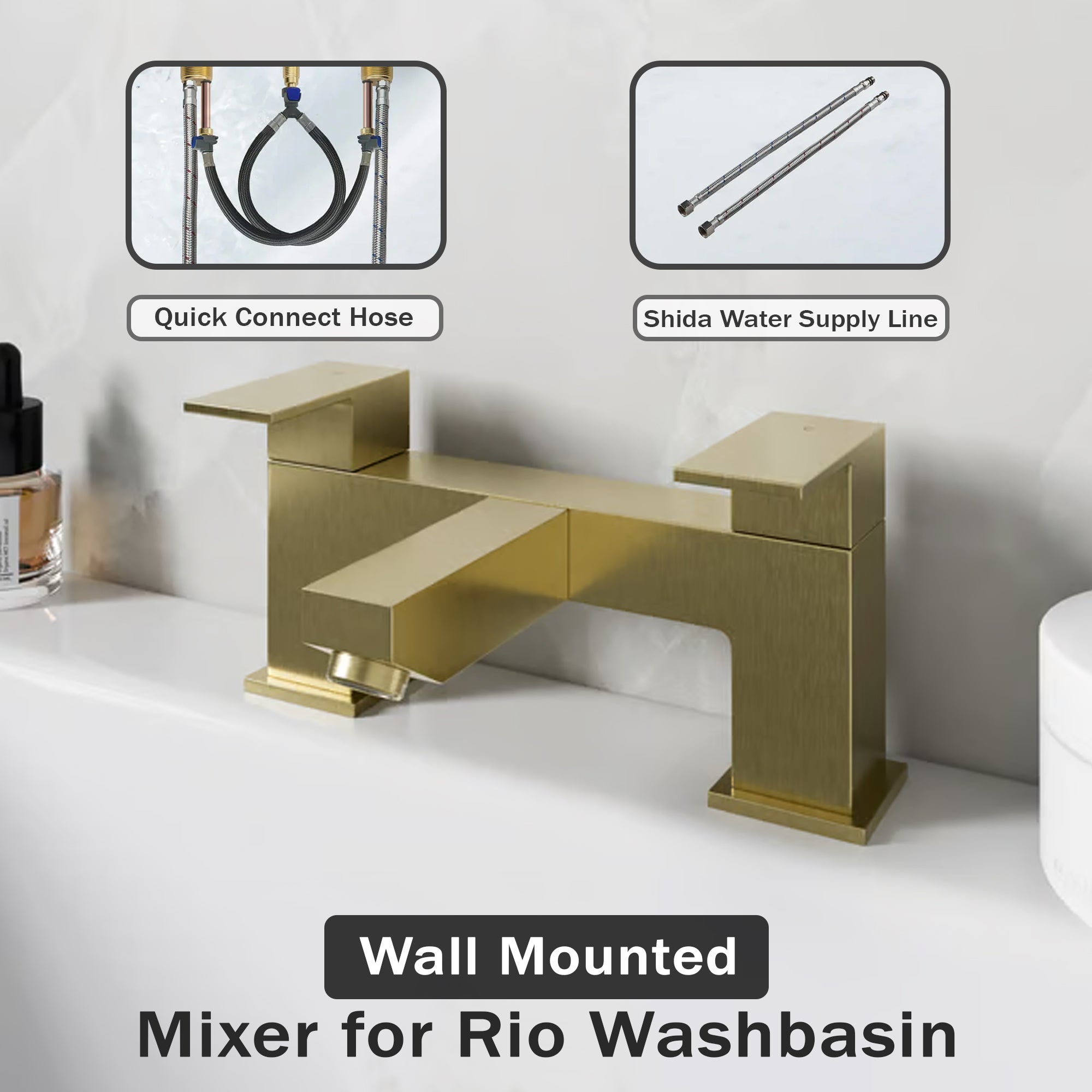 Verda Modern Bath Filler Tap - Brass