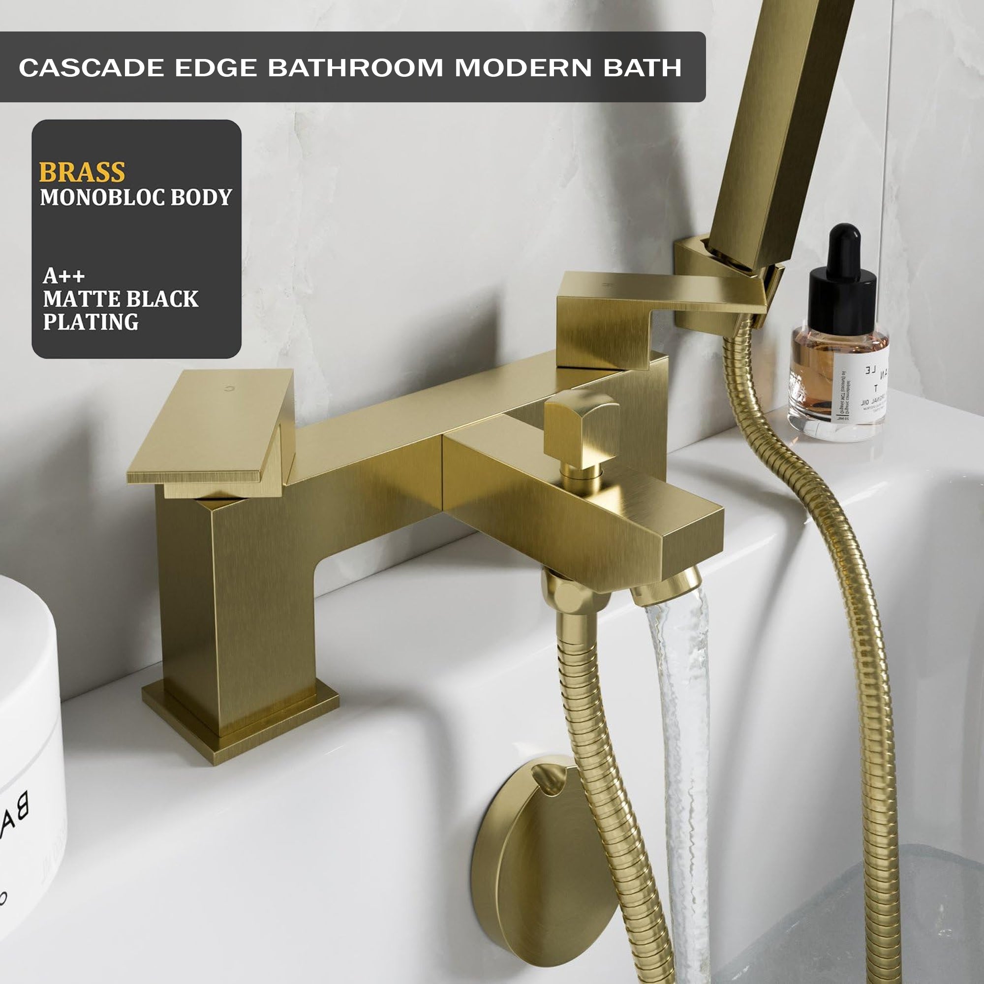 Verda Modern Bath Shower Mixer with Shower Kit – Brass
