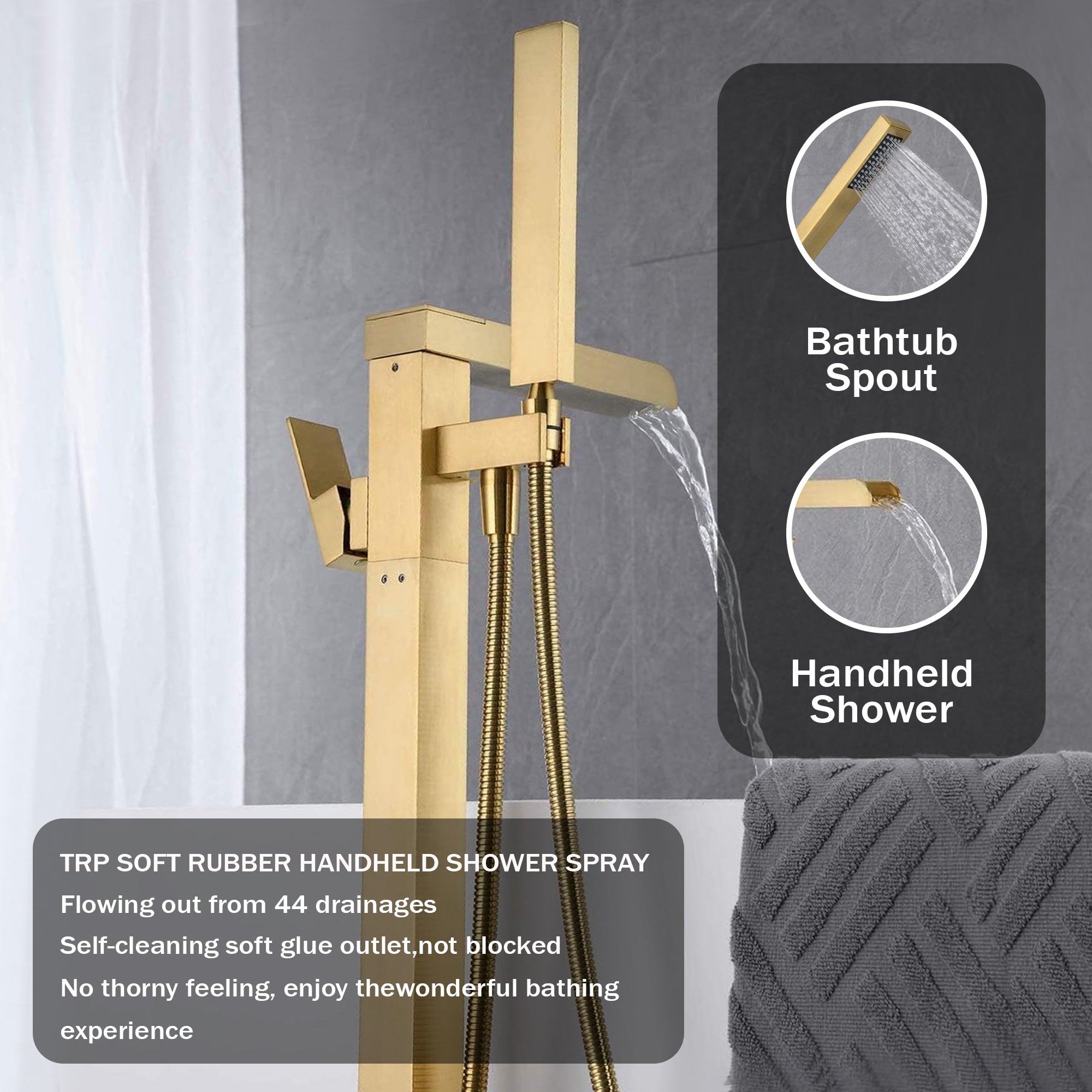 Floor Mounted Freestanding Bath Shower Mixer – Brass