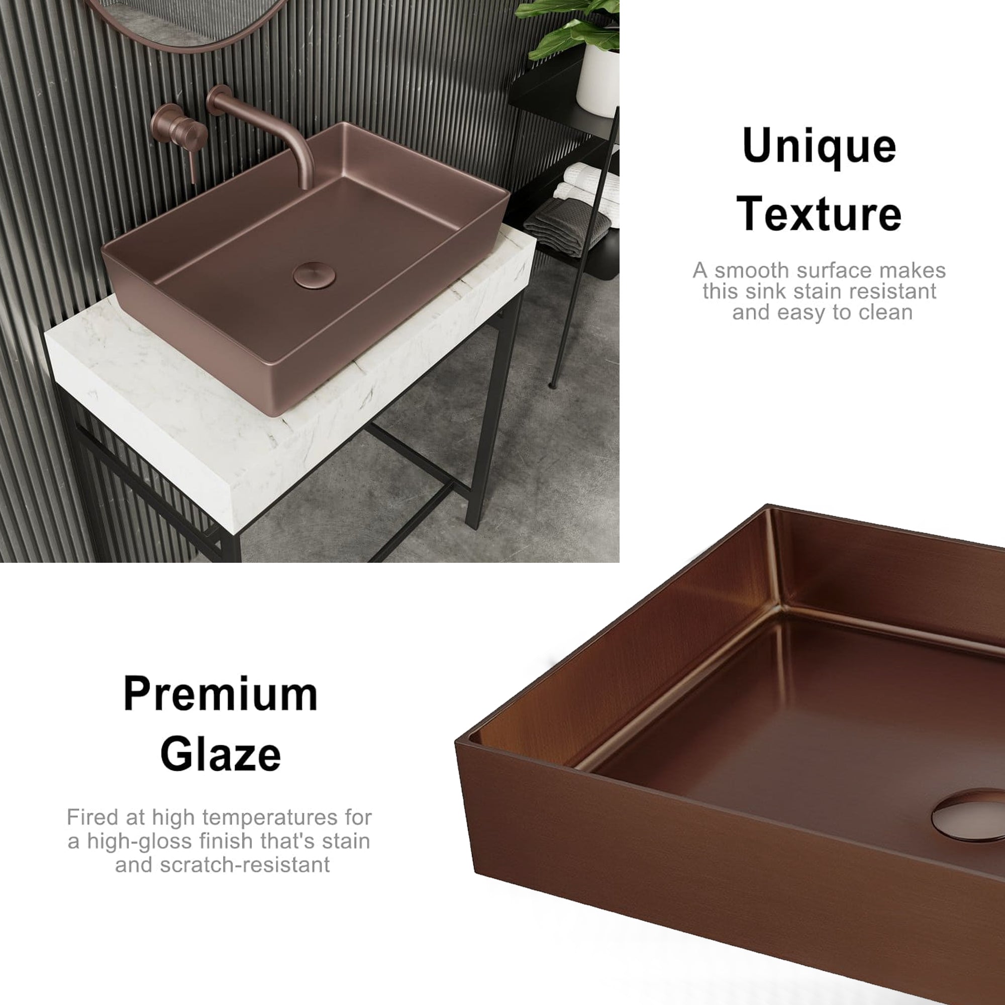 Countertop Basin, 526x346x120mm Stainless Steel – Gunmetal