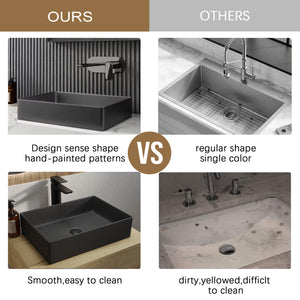 Countertop Basin – 526x346x120mm Stainless Steel – Black