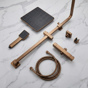 Arko Modern Square Thermostatic Shower – Bronze