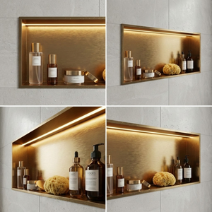 ARKO Shower Niche with LED Light Wall Insert, Bathroom Shower Storage Shelf, Bronze