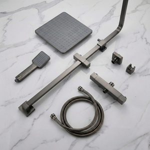 Arko Modern Square Thermostatic Shower – Gunmetal