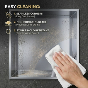 ARKO Stainless Steel Shower Without led Niche Wall Insert, Bathroom Shower Storage Shelf, Bronze