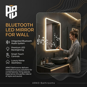 Arko 500x700mm LED Bathroom Mirror with Bluetooth Wall Mounted – Illuminated Vanity Mirror