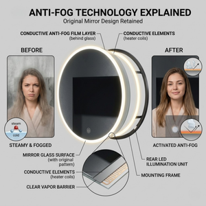 Arko Bathroom Mirror with LED Lights 600x600mm - Wall Mounted Vanity Large Round Mirror - Illuminated LED mirror