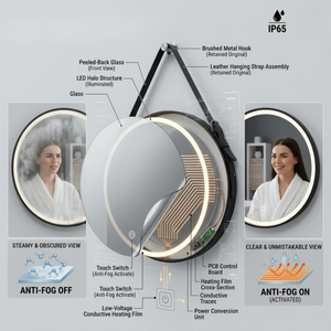 Arko 600x600mm Round LED Bathroom Mirror – Wall Mounted Illuminated Vanity Mirror