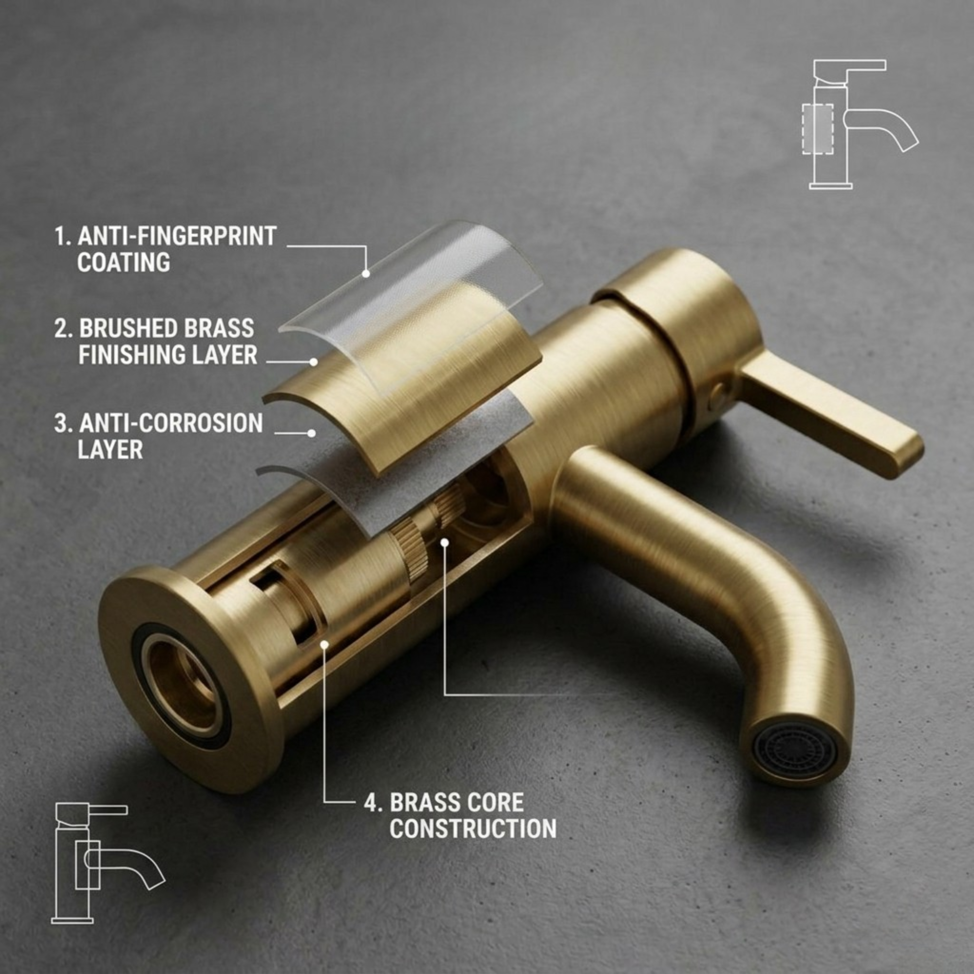 Arlo Round Basin Mixer Tap Brass