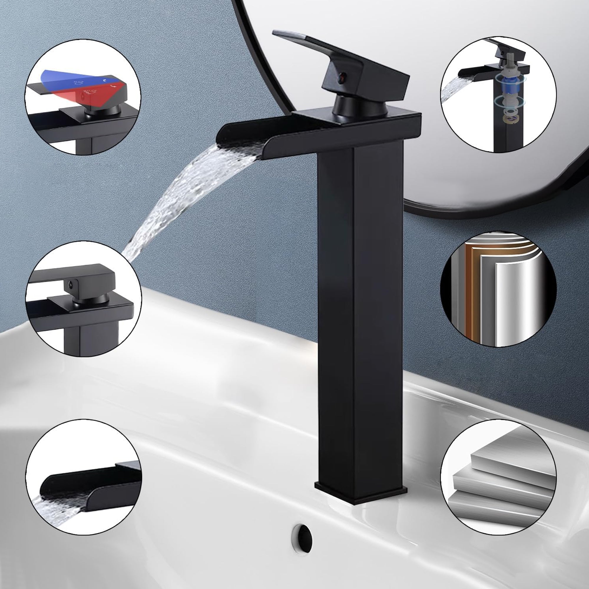 High Rise Mono Basin Mixer Tap – Black
