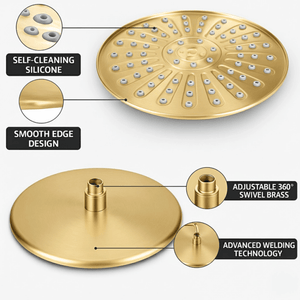 ARKO Round Concealed Thermostatic Shower Mixer 2 Dial Twin Head with Valve, Handset & Shower Waste – Brass