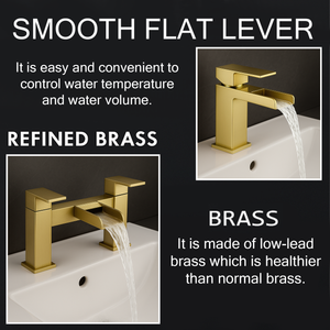 ARKO Waterfall Bath & Basin Mixer Tap Set – Brass Finish