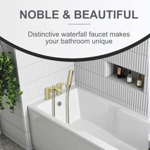 Vista Modern Bath Shower Mixer with Shower Kit – Brushed Brass