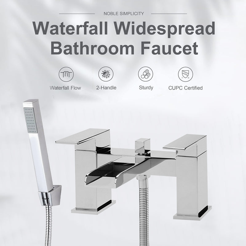 Waterfall Bath Shower Mixer Tap with Shower Kit – Chrome