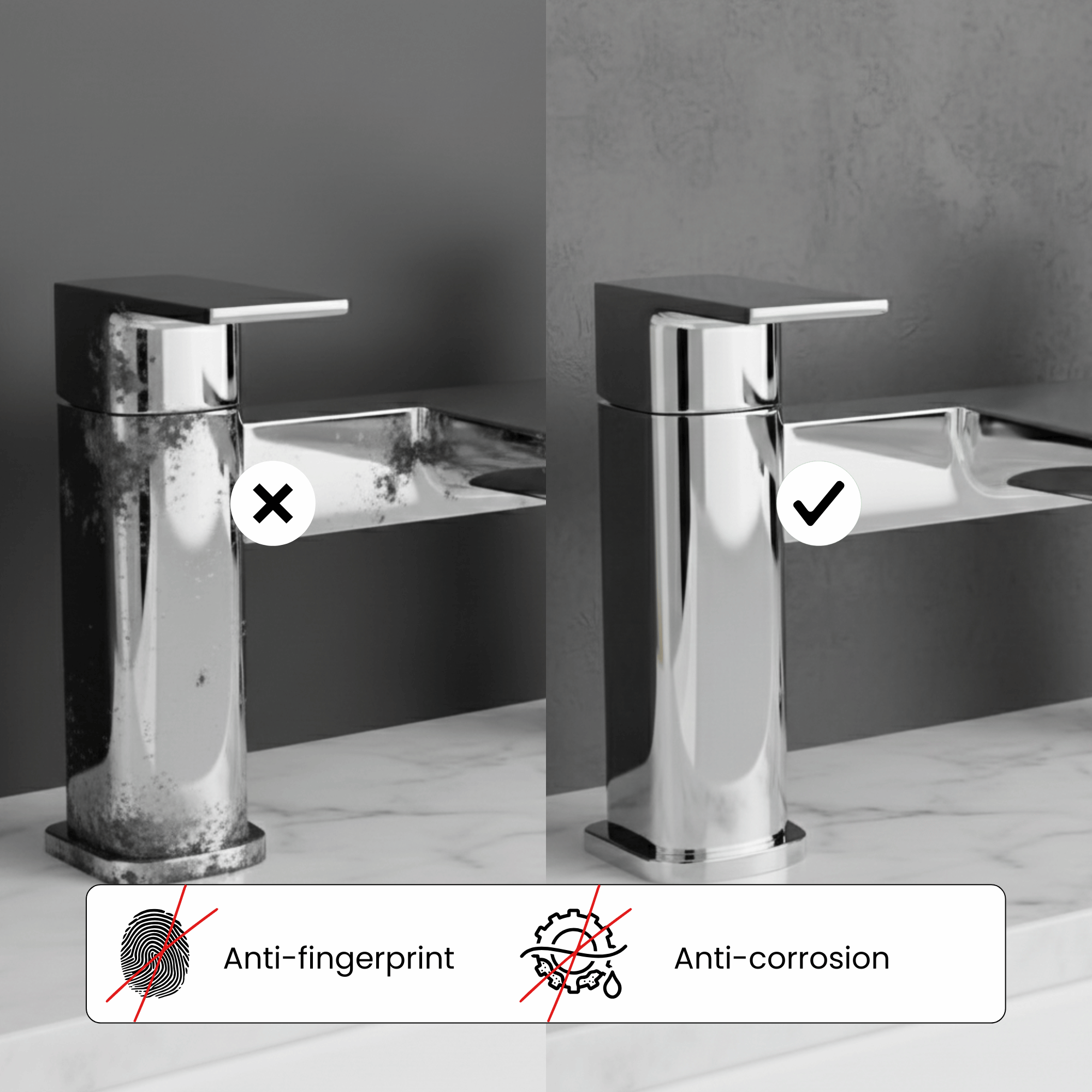 ARKO Bath and Basin Tap Set Waterfall Mixer Taps with Pop-Up Waste – Chrome