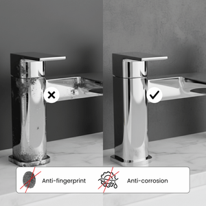ARKO Bath and Basin Tap Set Waterfall Mixer Taps with Pop-Up Waste – Chrome