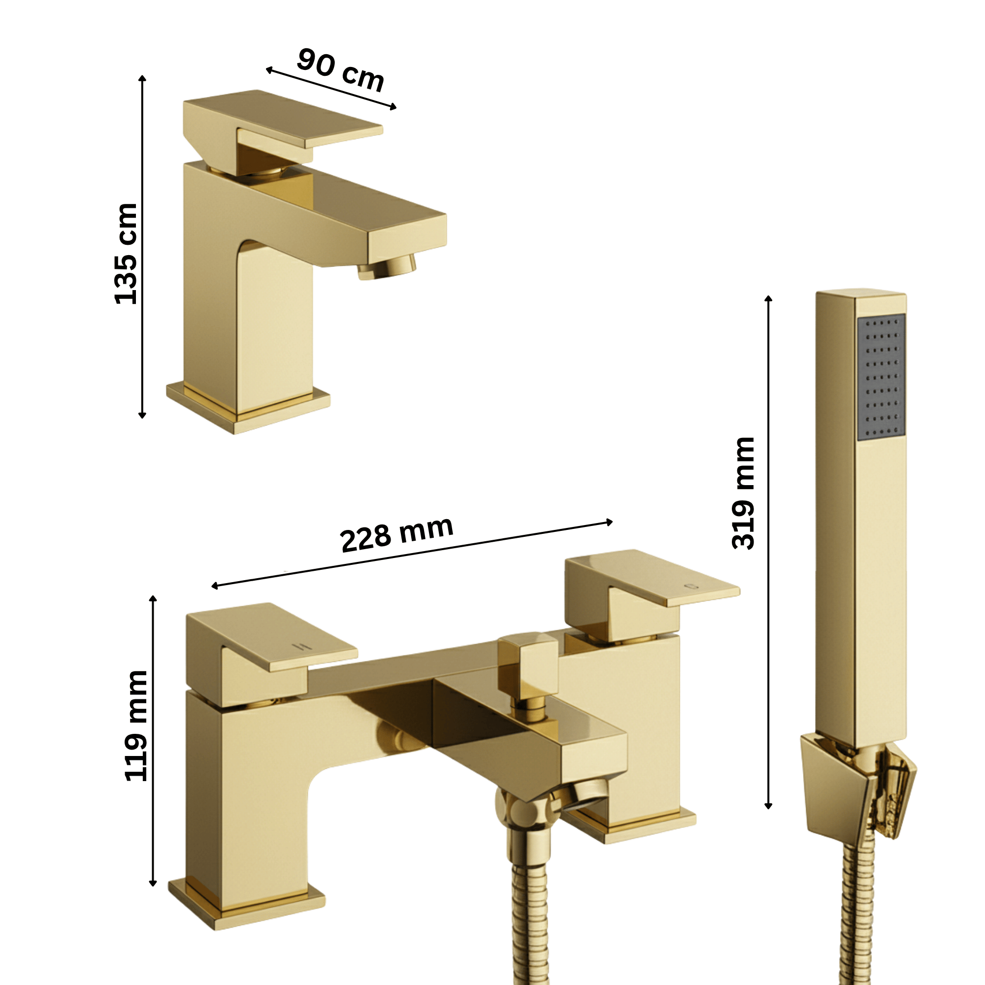 ARKO Verda Bath Shower & Basin Mixer Tap Set – Brass