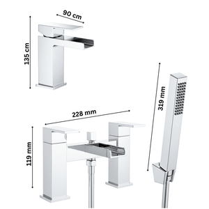 ARKO Waterfall Bath Shower & Basin Mixer Tap Set – Chrome