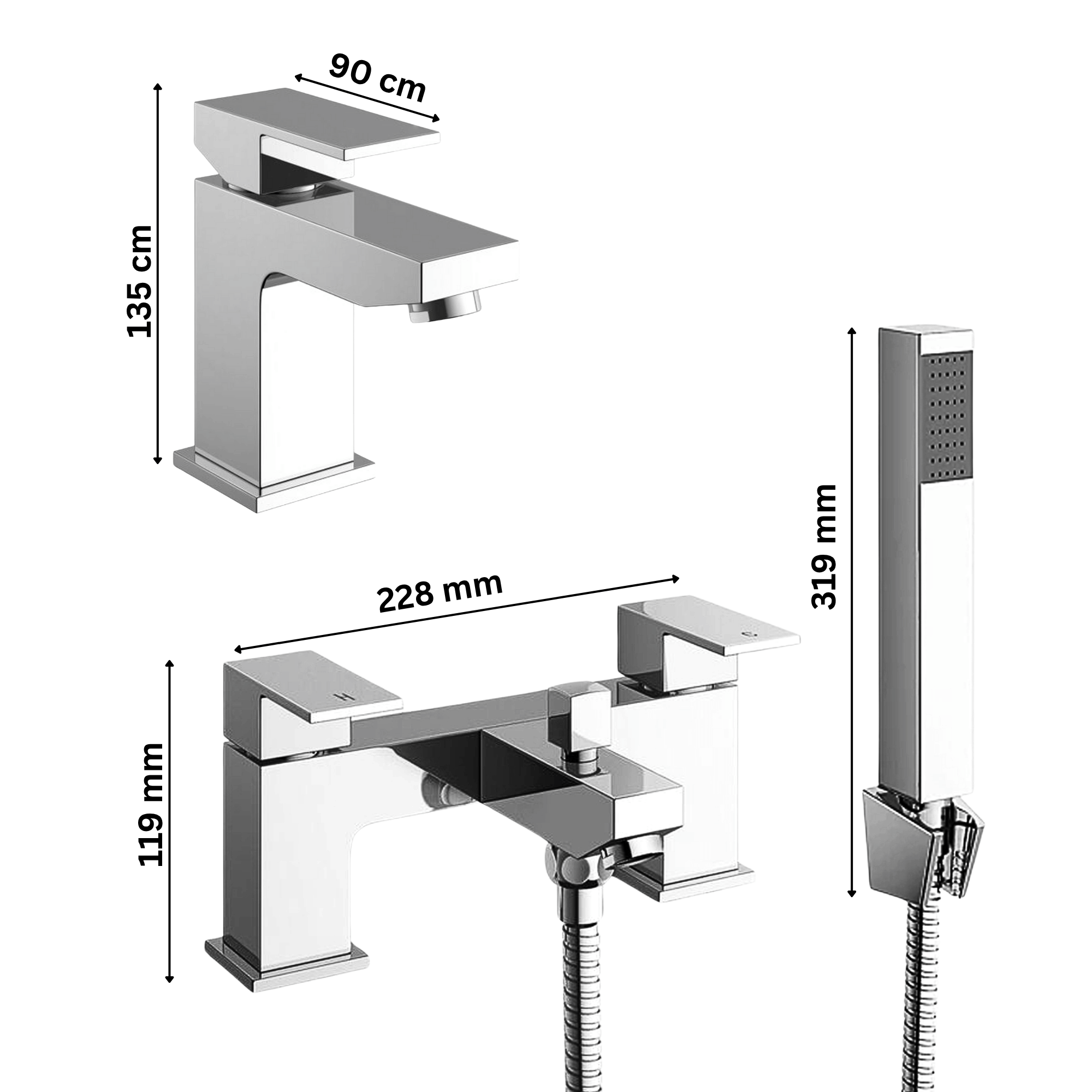 ARKO Verda Bath Shower & Basin Mixer Tap Set – Chrome