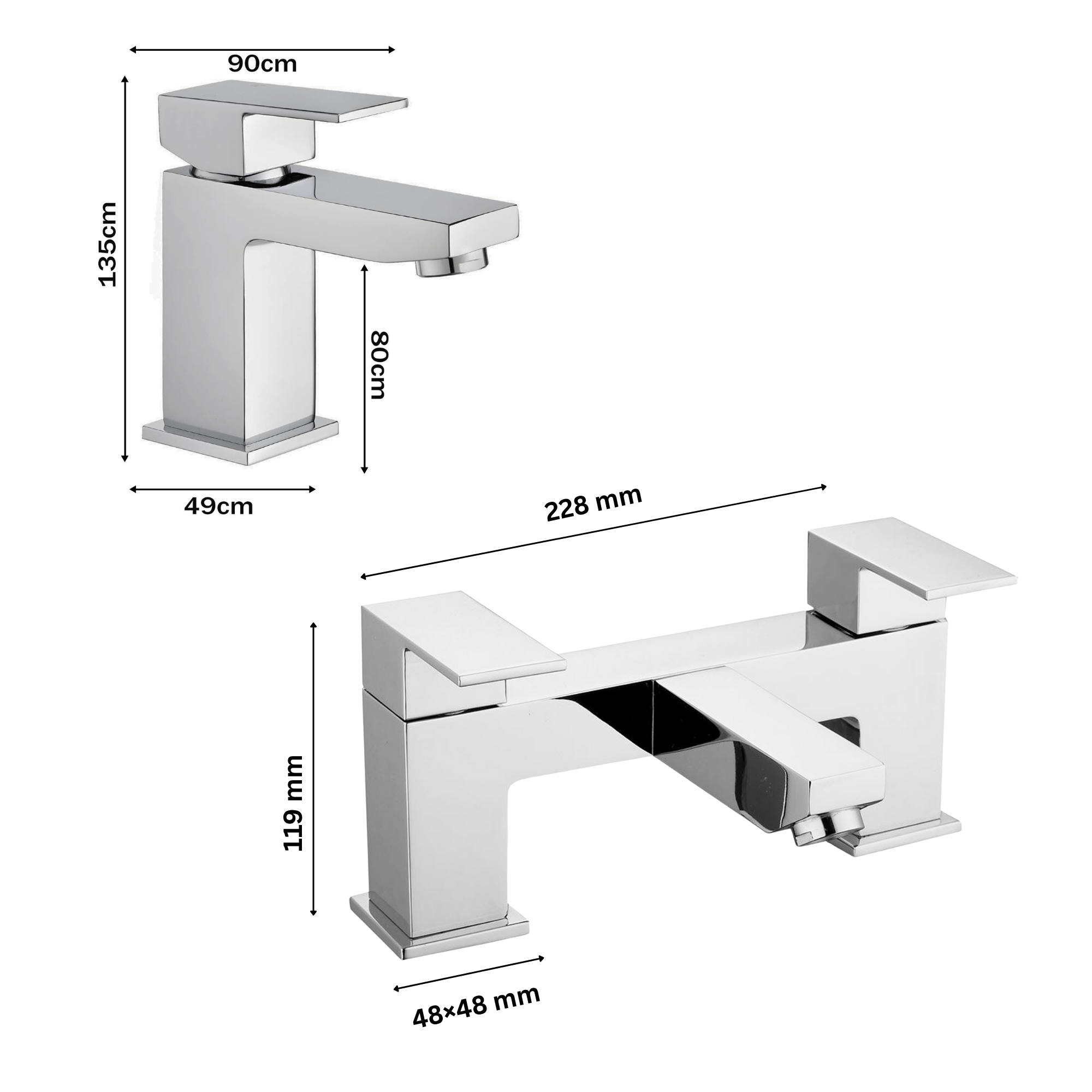 ARKO Verda Brass Bath & Basin Mixer Tap Set – Chrome