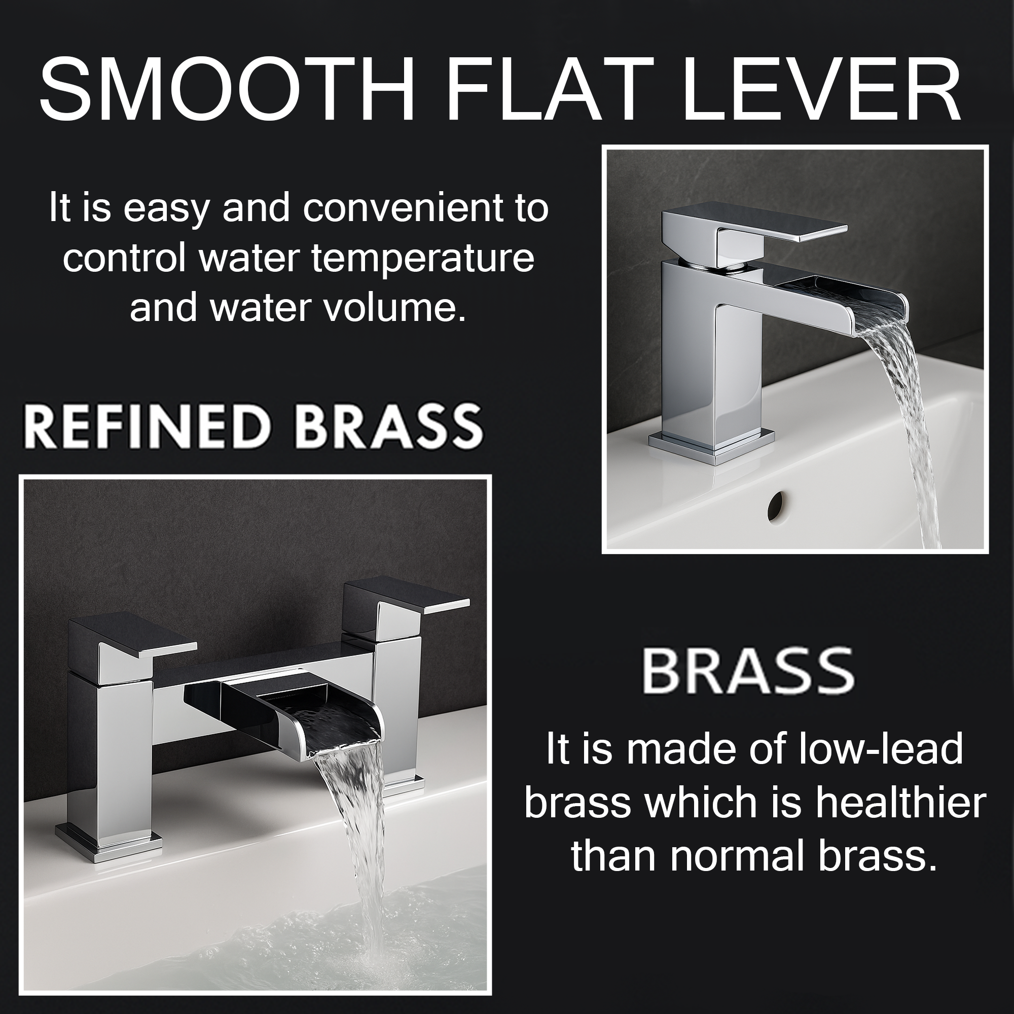 ARKO Waterfall Bath & Basin Mixer Tap Set – Chrome