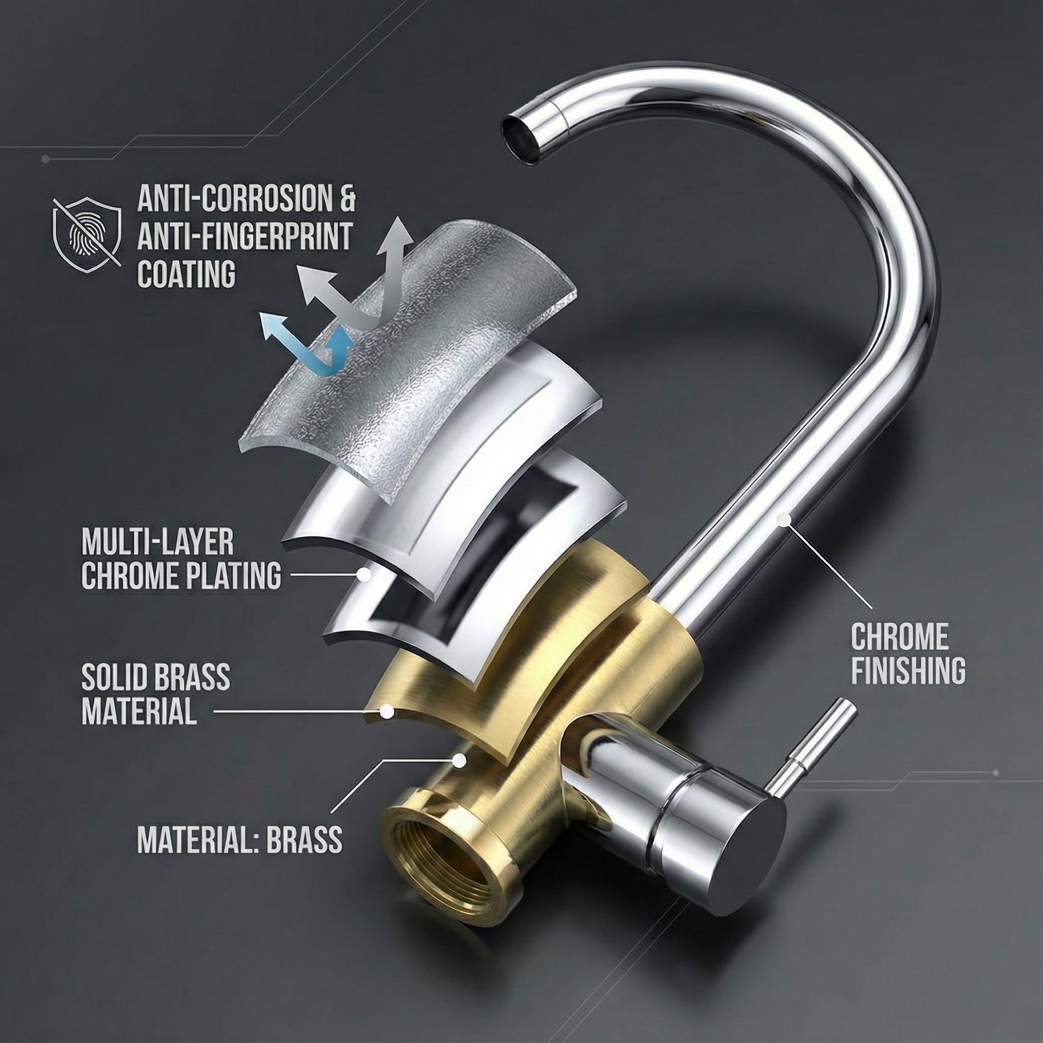 Arko Manhattan Single Lever Kitchen Sink Mixer Tap Swivel Spout - Chrome