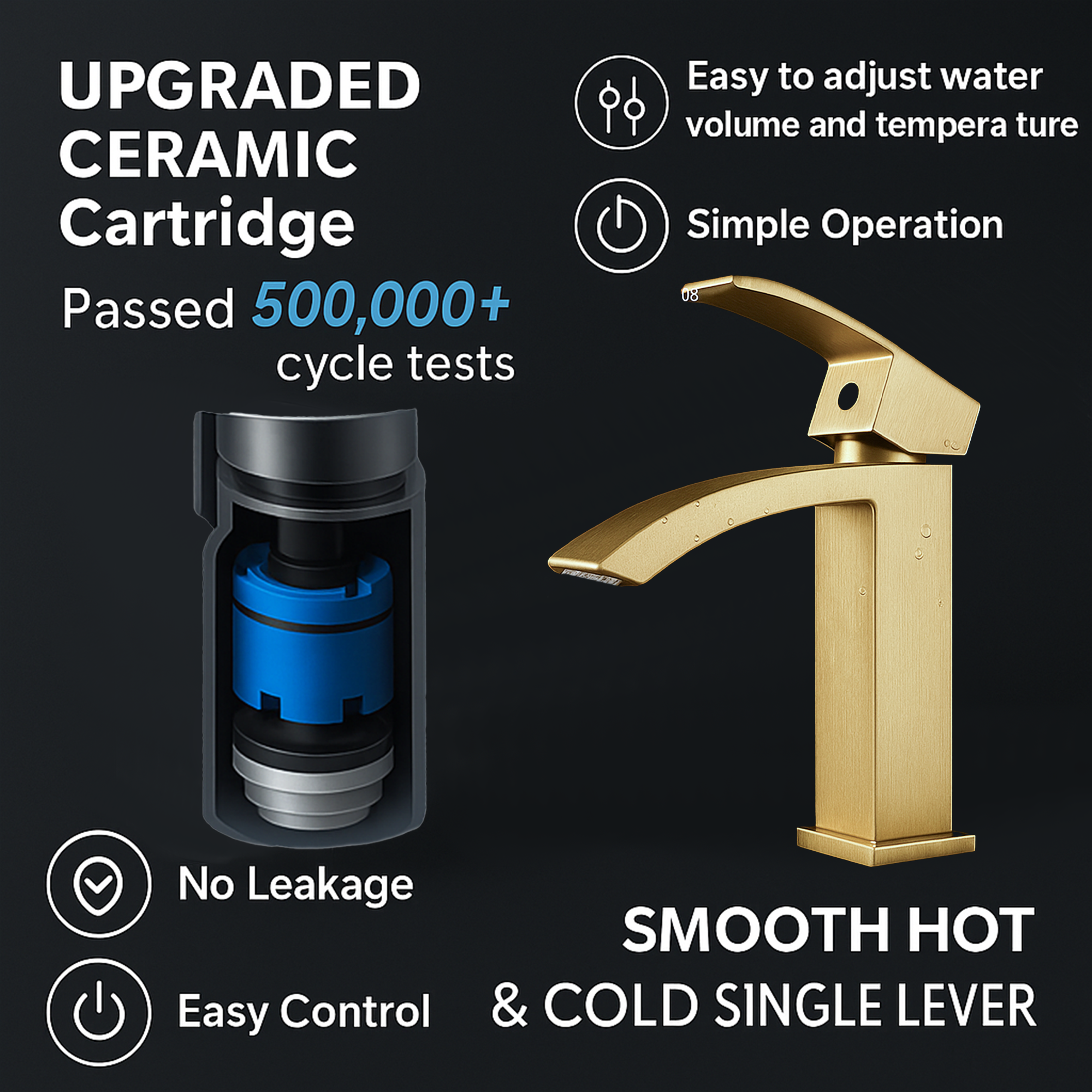 ARKO VISTA Brass Bath & Basin Mixer Tap Set – Brass Finish