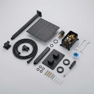 ARKO 2-Way Square Concealed Thermostatic Mixer Shower Dual Dial, Twin Head – Black